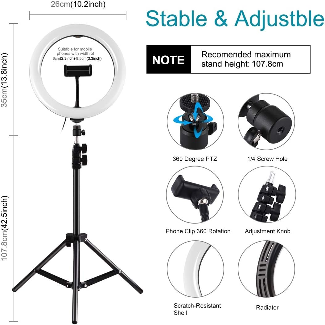 LAMPADA ANELLO LUMINOSO A LUCE LED PER TIK TOK RING LIGHT 10 PROFESSIONALE 26 CM