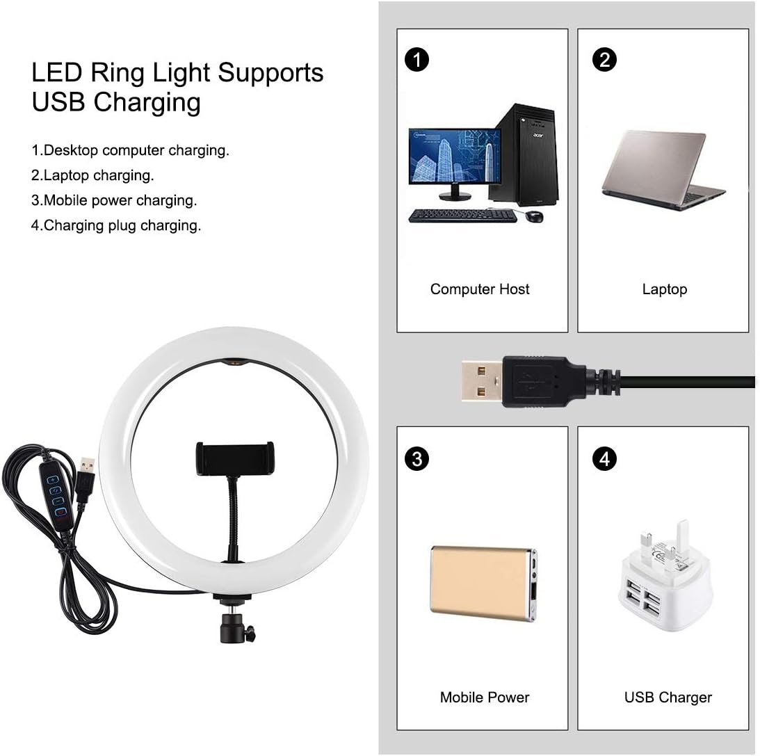 LAMPADA ANELLO LUMINOSO A LUCE LED PER TIK TOK RING LIGHT 10 PROFESSIONALE 26 CM